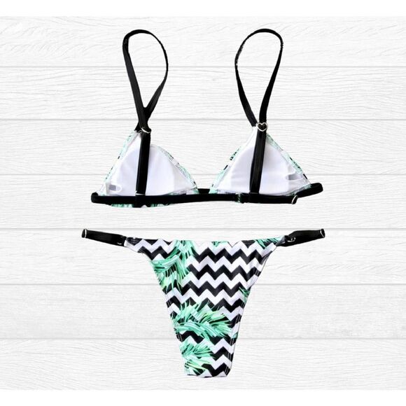 Floral Chevron Fern Triangle Bikini XL - Picture 5 of 6